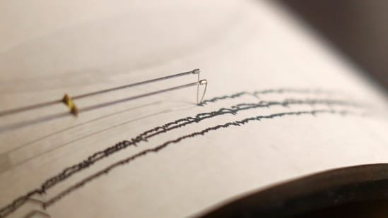 A working seismograph is shown in a display about earthquakes during an emergency drill. (REUTERS File)