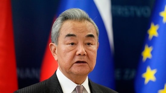 Chinese Foreign Minister Wang Yi attends a news conference in Ljubljana, Slovenia, Saturday, Sept. 13, 2025. (AP Photo/Darko Bandic)(AP)