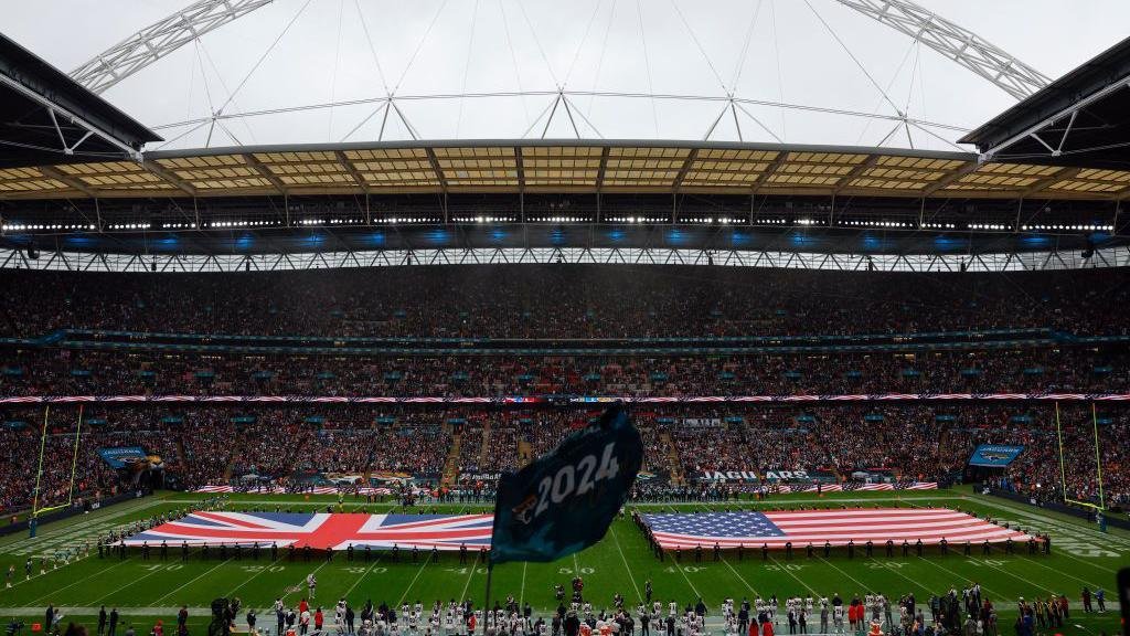 Wembley during a 2024 NFL match between the New England Patriots and Jacksonville Jaguars