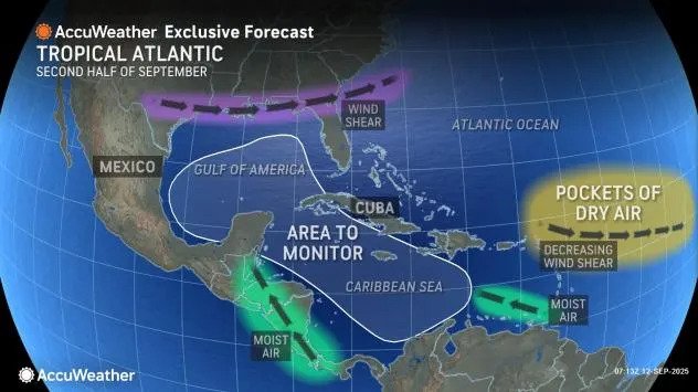 Potential tropical development in Gulf poses primary US threat before end of September