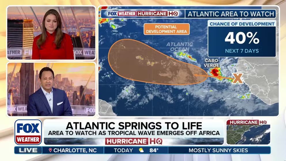 The National Hurricane Center is monitoring a tropical wave that's about to move off the coast of Africa that's producing a broad area of showers and thunderstorms. The NHC gives this system a medium chance of developing into a Tropical Depression by the middle of next week.