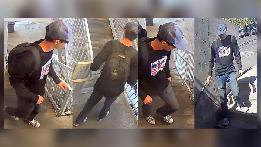 Images of the suspect in Charlie Kirk's shooting death, now identified as Tyler Robinsoin, released by the Utah Department of Public Safety.