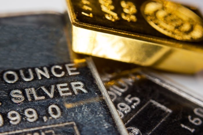 Bricks of gold, silver, and palladium.