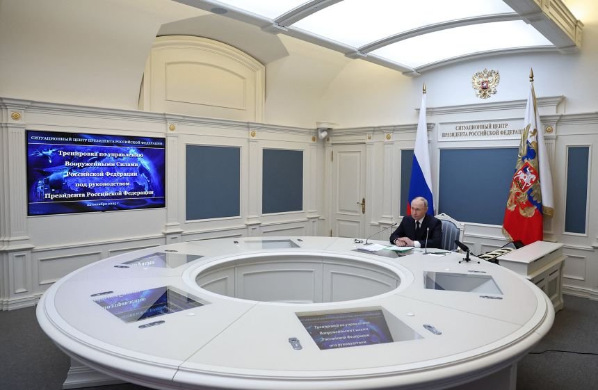 Putin inspected the drill as the Supreme Commander-in-Chief of the Armed Forces of the Russian Federation.