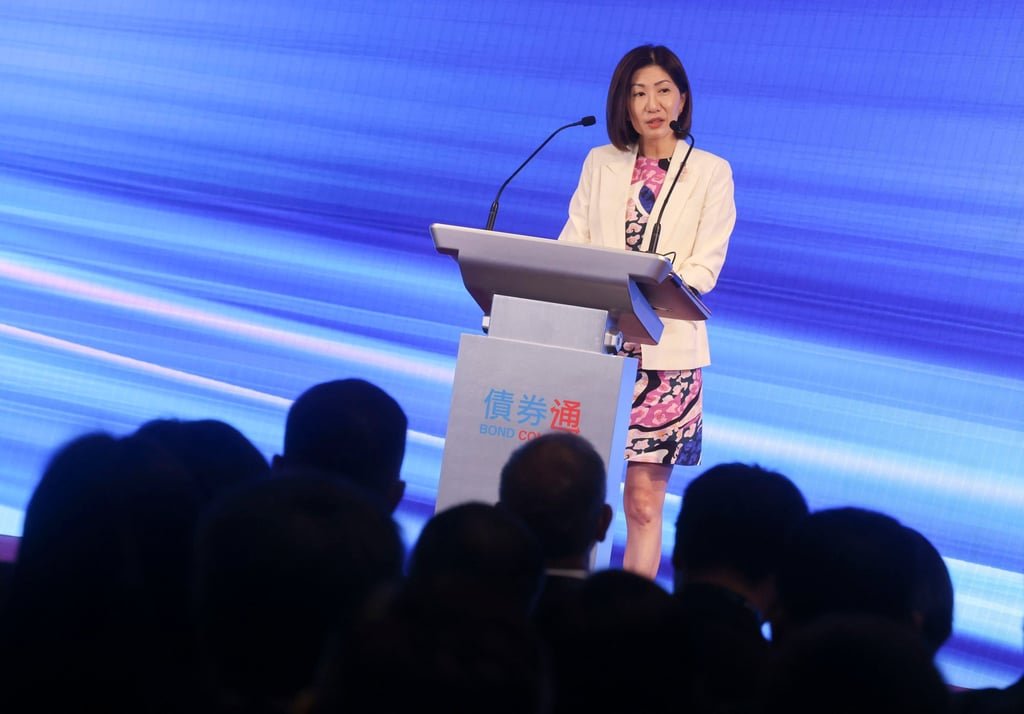 HKEX CEO Bonnie Chan told the Bund Summit in Shanghai on Thursday that half of the listing applicants were “new economy” companies engaged in sectors like electric vehicles, biotechnology and AI. Photo: Jonathan Wong