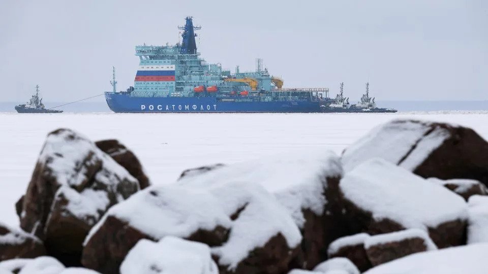 The nuclear icebreaker Yakutia near St Petersburg, Russia, on February 3, 2035. It was designed to assist shipping in the Arctic and support the development of the Northern Sea Route. - Artem Priakhin/SOPA Images/LightRocket/Getty Images