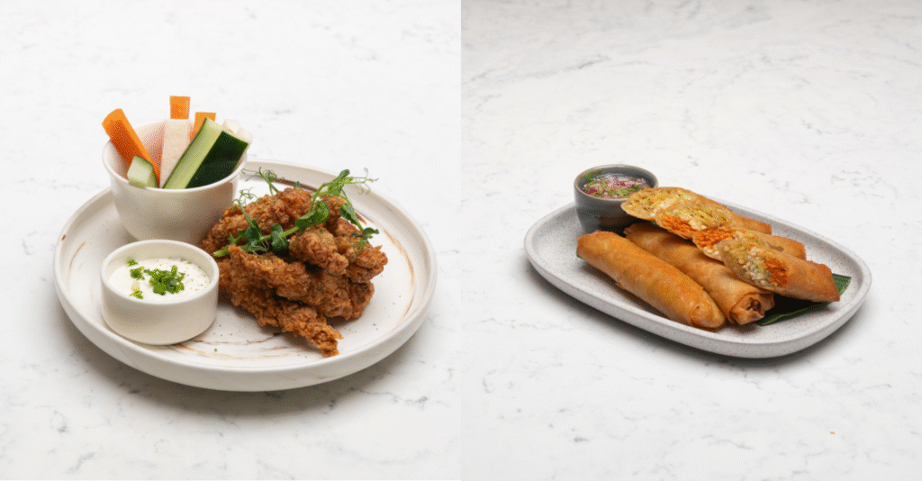 Gluten-free Air Fried Chicken Tenders by Nichole Mercado and  Zero-waste Lumpiang Ubod at Tinapa by Dan Puga