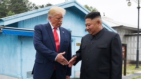 President Donald Trump meets with North Korean leader Kim Jong Un at the border village of Panmunjom in the Demilitarised Zone, South Korea, on June 30, 2019.(AP File)