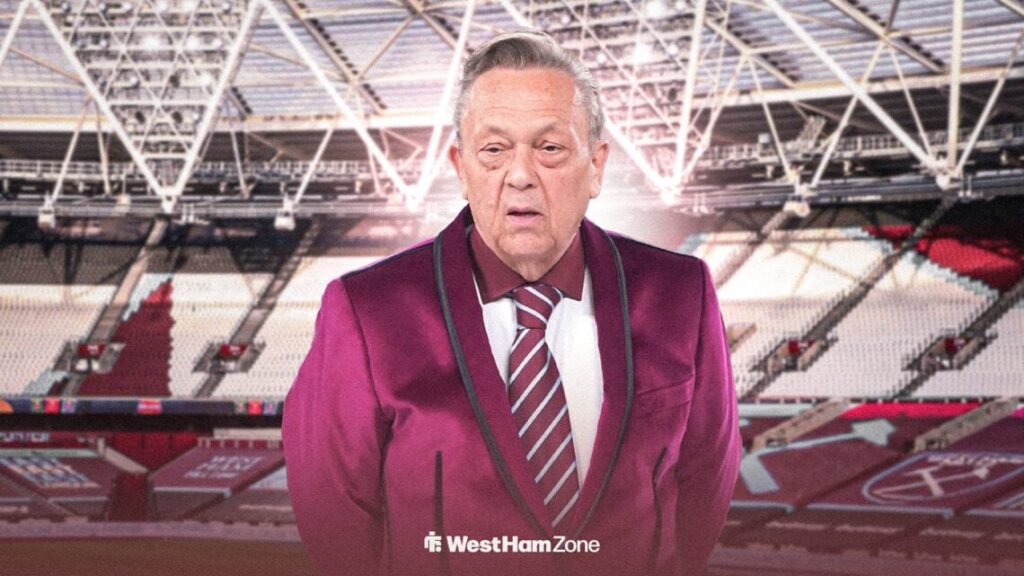 David Sullivan looking pensive with London Stadium in background