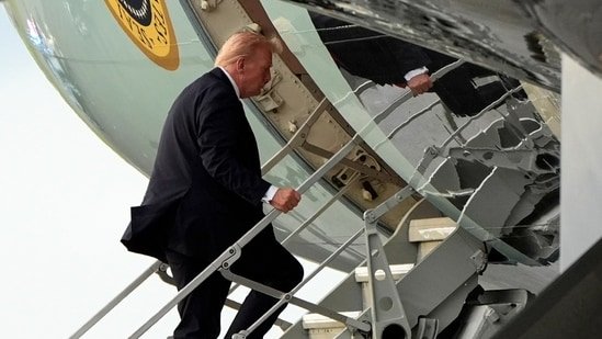 President Donald Trump boards Air Force One, Sunday, Oct. 19, 2025, at Palm Beach International Airport in West Palm Beach, Fla.(AP)