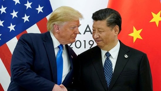 US President Donald Trump with China's President Xi Jinping at the G20 leaders summit in Osaka, Japan, June 29, 2019.(Reuters)