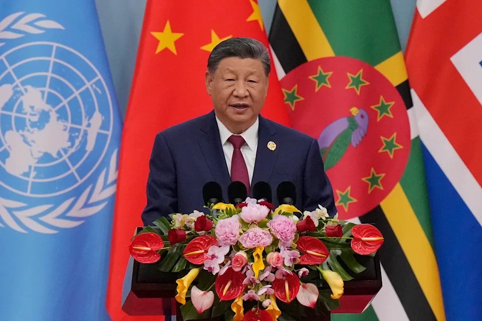 BEIJING, CHINA - OCTOBER 13: China's President Xi Jinping speaks during a opening ceremony of the Global Women's Summit 2025 at China National Convention Center on October 13, 2025 in Beijing, China. (Photo by Ken Ishii -Pool/Getty Images)
