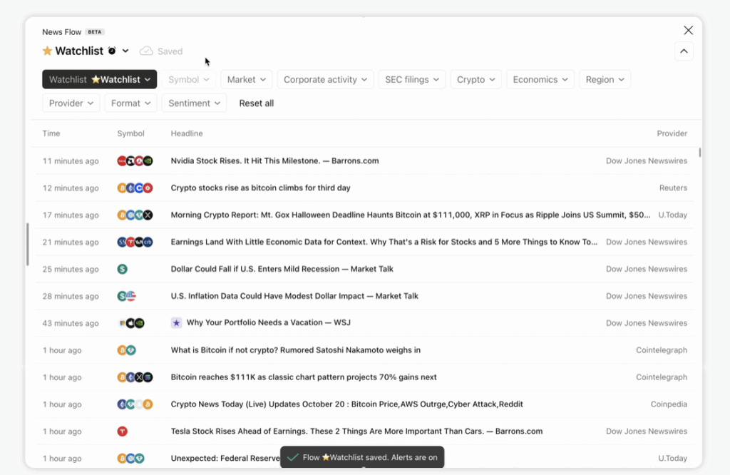 TradingView introduces real-time news alerts