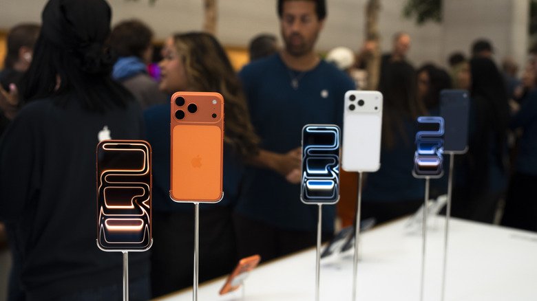 The iPhone 17 Pro on display in an Apple store.