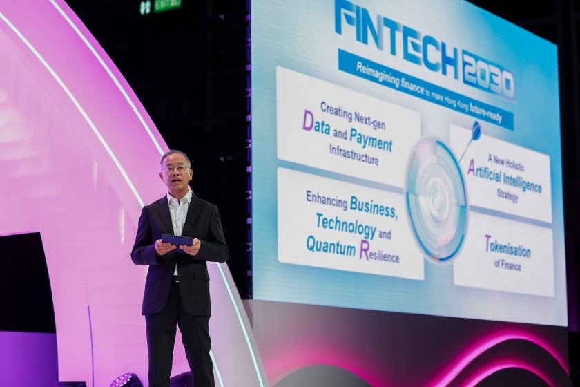 At Hong Kong FinTech Week 2025, Eddie Yue, chief executive of the Hong Kong Monetary Authority (HKMA), summarizes the achievements of the “Fintech 2025” strategy and unveils “Fintech 2030.” Photo: HKMA