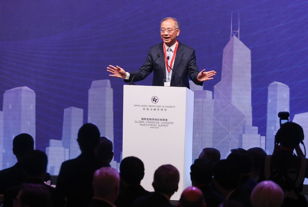 Eddie Yue Wai-man, chief executive of the Hong Kong Monetary Authority, attends the Global Financial Leaders’ Investment Summit on Tuesday. Photo: Edmond So