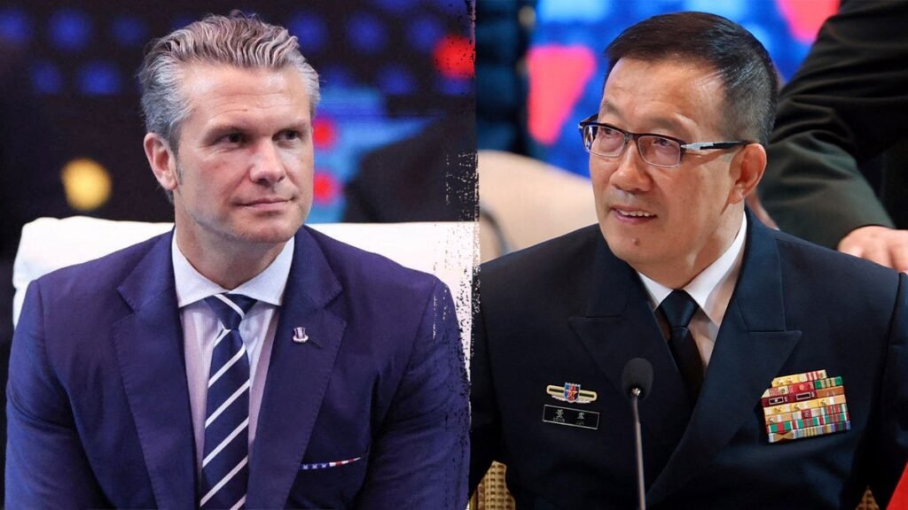 U.S. Secretary of War Pete Hegseth and China's Defense Minister Dong Jun